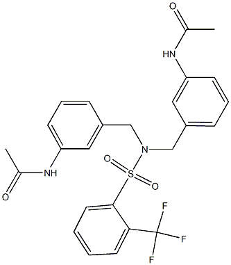 N-{3-[([3-(acetylamino)benzyl]{[2-(trifluoromethyl)phenyl]sulfonyl}amino)methyl]phenyl}acetamide,,结构式