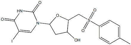 1-(4-hydroxy-5-{[(4-methylphenyl)sulfonyl]methyl}tetrahydrofuran-2-yl)-5-iodo-1,2,3,4-tetrahydropyrimidine-2,4-dione Structure