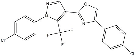 3-(4-chlorophenyl)-5-[1-(4-chlorophenyl)-5-(trifluoromethyl)-1H-pyrazol-4-yl]-1,2,4-oxadiazole,,结构式