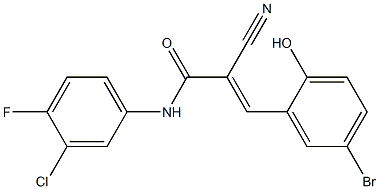 N1-(3-chloro-4-fluorophenyl)-3-(5-bromo-2-hydroxyphenyl)-2-cyanoacrylamide 化学構造式