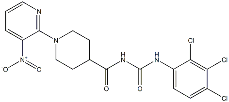 N-{[1-(3-nitro-2-pyridyl)-4-piperidyl]carbonyl}-N'-(2,3,4-trichlorophenyl)urea Struktur