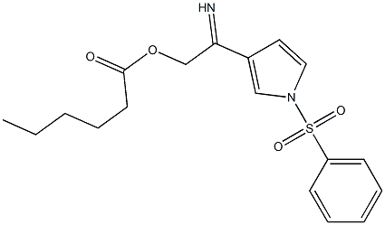 3-[(hexanoyloxy)ethanimidoyl]-1-(phenylsulfonyl)-1H-pyrrole 化学構造式