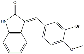 3-(3-bromo-4-methoxybenzylidene)indolin-2-one,,结构式