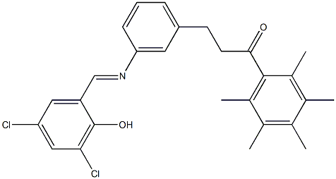 3-{3-[(3,5-dichloro-2-hydroxybenzylidene)amino]phenyl}-1-(2,3,4,5,6-pentamethylphenyl)propan-1-one Structure