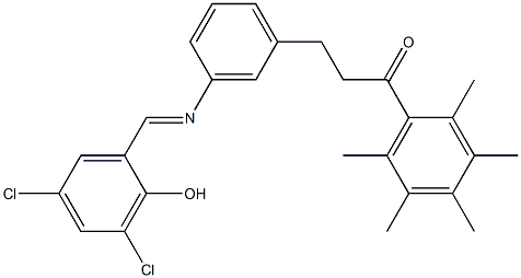 3-{3-[(3,5-dichloro-2-hydroxybenzylidene)amino]phenyl}-1-(2,3,4,5,6-pentamethylphenyl)propan-1-one 结构式