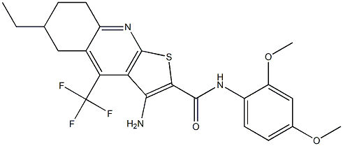 3-amino-N-(2,4-dimethoxyphenyl)-6-ethyl-4-(trifluoromethyl)-5,6,7,8-tetrahydrothieno[2,3-b]quinoline-2-carboxamide Structure