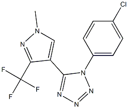 1-(4-chlorophenyl)-5-[1-methyl-3-(trifluoromethyl)-1H-pyrazol-4-yl]-1H-1,2,3,4-tetraazole 结构式