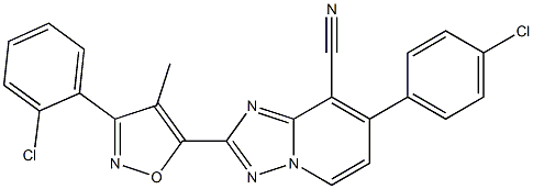 7-(4-chlorophenyl)-2-[3-(2-chlorophenyl)-4-methyl-5-isoxazolyl][1,2,4]triazolo[1,5-a]pyridine-8-carbonitrile Struktur