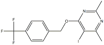 5-iodo-2,4-dimethyl-6-{[4-(trifluoromethyl)benzyl]oxy}pyrimidine 结构式