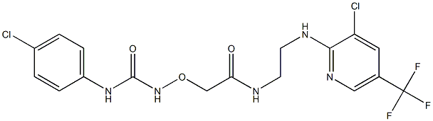 2-({[(4-chloroanilino)carbonyl]amino}oxy)-N-(2-{[3-chloro-5-(trifluoromethyl)-2-pyridinyl]amino}ethyl)acetamide 化学構造式