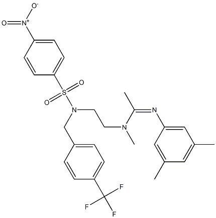 N'-(3,5-dimethylphenyl)-N-methyl-N-(2-{[(4-nitrophenyl)sulfonyl][4-(trifluoromethyl)benzyl]amino}ethyl)ethanimidamide Struktur