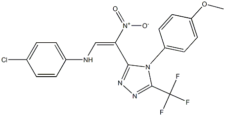 4-chloro-N-{2-[4-(4-methoxyphenyl)-5-(trifluoromethyl)-4H-1,2,4-triazol-3-yl]-2-nitrovinyl}aniline,,结构式