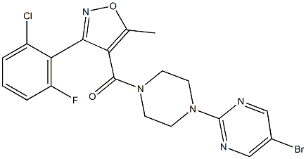 [4-(5-bromo-2-pyrimidinyl)piperazino][3-(2-chloro-6-fluorophenyl)-5-methyl-4-isoxazolyl]methanone 结构式