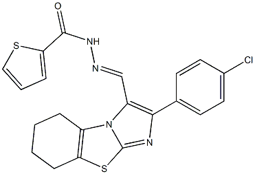 N'-{(E)-[2-(4-chlorophenyl)-5,6,7,8-tetrahydroimidazo[2,1-b][1,3]benzothiazol-3-yl]methylidene}-2-thiophenecarbohydrazide Struktur