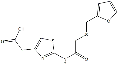 2-[2-({2-[(2-furylmethyl)thio]acetyl}amino)-1,3-thiazol-4-yl]acetic acid Struktur