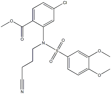 methyl 4-chloro-2-{(3-cyanopropyl)[(3,4-dimethoxyphenyl)sulfonyl]amino}benzoate,,结构式
