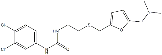 N-(3,4-dichlorophenyl)-N'-{2-[({5-[(dimethylamino)methyl]-2-furyl}methyl)thio]ethyl}urea 化学構造式