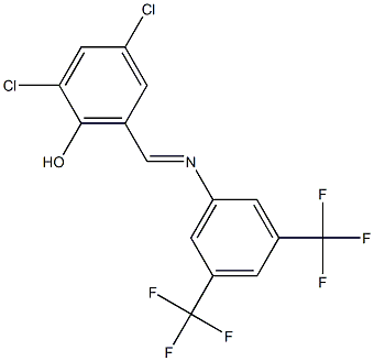 2,4-dichloro-6-({[3,5-di(trifluoromethyl)phenyl]imino}methyl)phenol 化学構造式