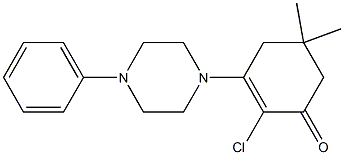 2-chloro-5,5-dimethyl-3-(4-phenylpiperazino)-2-cyclohexen-1-one Struktur