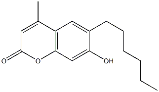 6-hexyl-7-hydroxy-4-methyl-2H-chromen-2-one Struktur