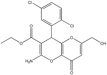 ethyl 2-amino-4-(2,5-dichlorophenyl)-6-(hydroxymethyl)-8-oxo-4,8-dihydropyrano[3,2-b]pyran-3-carboxylate Structure