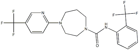 N1-[2-(trifluoromethyl)phenyl]-4-[5-(trifluoromethyl)-2-pyridyl]-1,4-diazepane-1-carboxamide 化学構造式