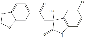 3-[2-(1,3-benzodioxol-5-yl)-2-oxoethyl]-5-bromo-3-hydroxyindolin-2-one 化学構造式