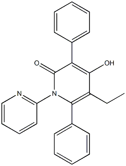 5-ethyl-4-hydroxy-3,6-diphenyl-1-(2-pyridyl)-1,2-dihydropyridin-2-one 化学構造式