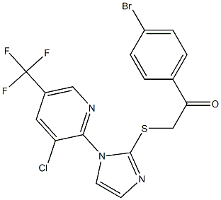 1-(4-bromophenyl)-2-({1-[3-chloro-5-(trifluoromethyl)-2-pyridinyl]-1H-imidazol-2-yl}sulfanyl)-1-ethanone Struktur