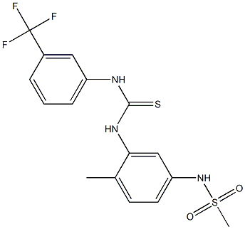 N-[4-methyl-3-({[3-(trifluoromethyl)anilino]carbothioyl}amino)phenyl]methanesulfonamide Structure