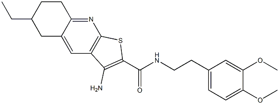 3-amino-N-(3,4-dimethoxyphenethyl)-6-ethyl-5,6,7,8-tetrahydrothieno[2,3-b]quinoline-2-carboxamide 结构式