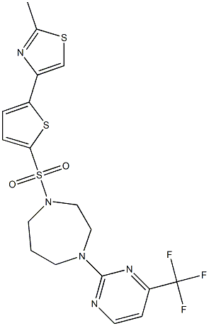 2-methyl-4-[5-({4-[4-(trifluoromethyl)pyrimidin-2-yl]-1,4-diazepan-1-yl}sulfonyl)-2-thienyl]-1,3-thiazole Structure