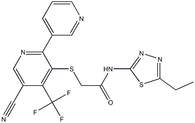 2-{[5-cyano-4-(trifluoromethyl)-2,3'-bipyridin-6-yl]thio}-N-(5-ethyl-1,3,4-thiadiazol-2-yl)acetamide 结构式