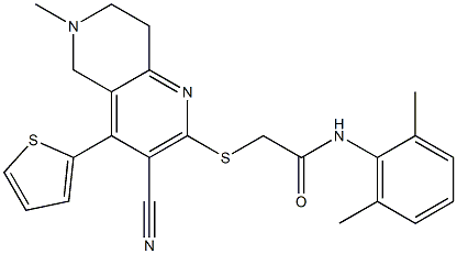 2-{[3-cyano-6-methyl-4-(2-thienyl)-5,6,7,8-tetrahydro[1,6]naphthyridin-2-yl]sulfanyl}-N-(2,6-dimethylphenyl)acetamide Structure