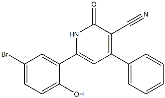 6-(5-bromo-2-hydroxyphenyl)-2-oxo-4-phenyl-1,2-dihydropyridine-3-carbonitri le Structure