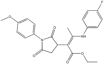ethyl 3-(4-fluoroanilino)-2-[1-(4-methoxyphenyl)-2,5-dioxotetrahydro-1H-pyrrol-3-yl]but-2-enoate 结构式