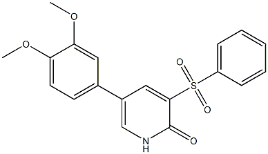 5-(3,4-dimethoxyphenyl)-3-(phenylsulfonyl)-2(1H)-pyridinone 化学構造式