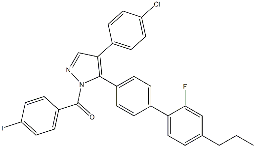 [4-(4-chlorophenyl)-5-(2'-fluoro-4'-propyl[1,1'-biphenyl]-4-yl)-1H-pyrazol-1-yl](4-iodophenyl)methanone Struktur