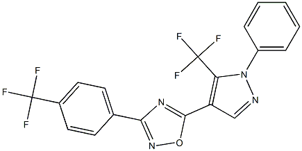 5-[1-phenyl-5-(trifluoromethyl)-1H-pyrazol-4-yl]-3-[4-(trifluoromethyl)phenyl]-1,2,4-oxadiazole Struktur