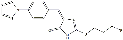 2-[(3-fluoropropyl)sulfanyl]-5-{(E)-[4-(1H-1,2,4-triazol-1-yl)phenyl]methylidene}-3,5-dihydro-4H-imidazol-4-one|