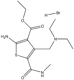 ethyl 2-amino-4-[(diethylamino)methyl]-5-[(methylamino)carbonyl]thiophene-3-carboxylate hydrobromide 化学構造式