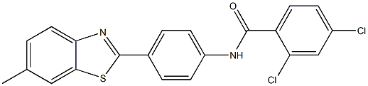 2,4-dichloro-N-[4-(6-methyl-1,3-benzothiazol-2-yl)phenyl]benzenecarboxamide 化学構造式