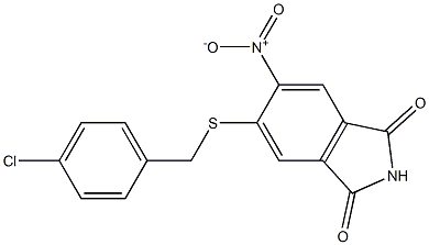 5-[(4-chlorobenzyl)thio]-6-nitroisoindoline-1,3-dione 化学構造式