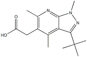 (3-tert-butyl-1,4,6-trimethyl-1H-pyrazolo[3,4-b]pyridin-5-yl)acetic acid,,结构式