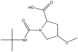 1-(tert-butylcarbamoyl)-4-methoxypyrrolidine-2-carboxylic acid,,结构式