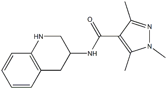 1,3,5-trimethyl-N-(1,2,3,4-tetrahydroquinolin-3-yl)-1H-pyrazole-4-carboxamide 结构式