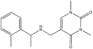 1,3-dimethyl-5-({[1-(2-methylphenyl)ethyl]amino}methyl)-1,2,3,4-tetrahydropyrimidine-2,4-dione 结构式