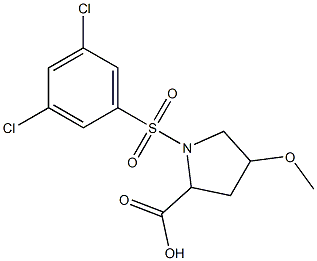 1-[(3,5-dichlorobenzene)sulfonyl]-4-methoxypyrrolidine-2-carboxylic acid 化学構造式