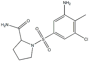 1-[(3-amino-5-chloro-4-methylbenzene)sulfonyl]pyrrolidine-2-carboxamide Struktur