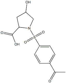 1-[(4-acetylbenzene)sulfonyl]-4-hydroxypyrrolidine-2-carboxylic acid Structure